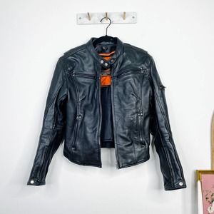 HARLEY DAVIDSON first classics black leather moto jacket S